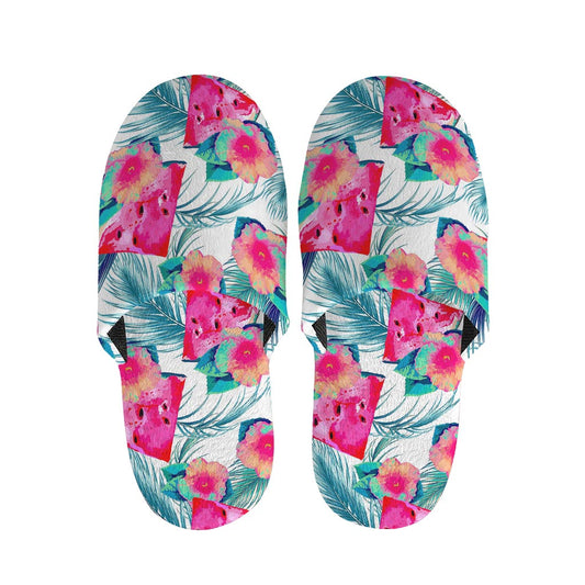 Watermelon Teal Hawaiian Pattern Print Slippers