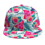 Watermelon Teal Hawaiian Pattern Print Snapback Cap