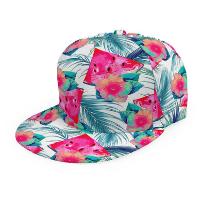 Watermelon Teal Hawaiian Pattern Print Snapback Cap