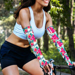 Watermelon Teal Hawaiian Pattern Print Sun Protection Arm Sleeves