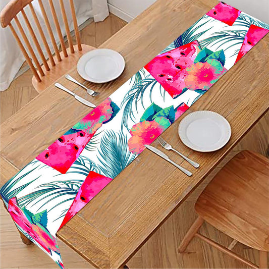 Watermelon Teal Hawaiian Pattern Print Table Runner
