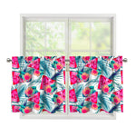 Watermelon Teal Hawaiian Pattern Print Tier Curtains