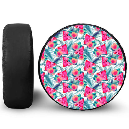 Watermelon Teal Hawaiian Pattern Print Tire Cover