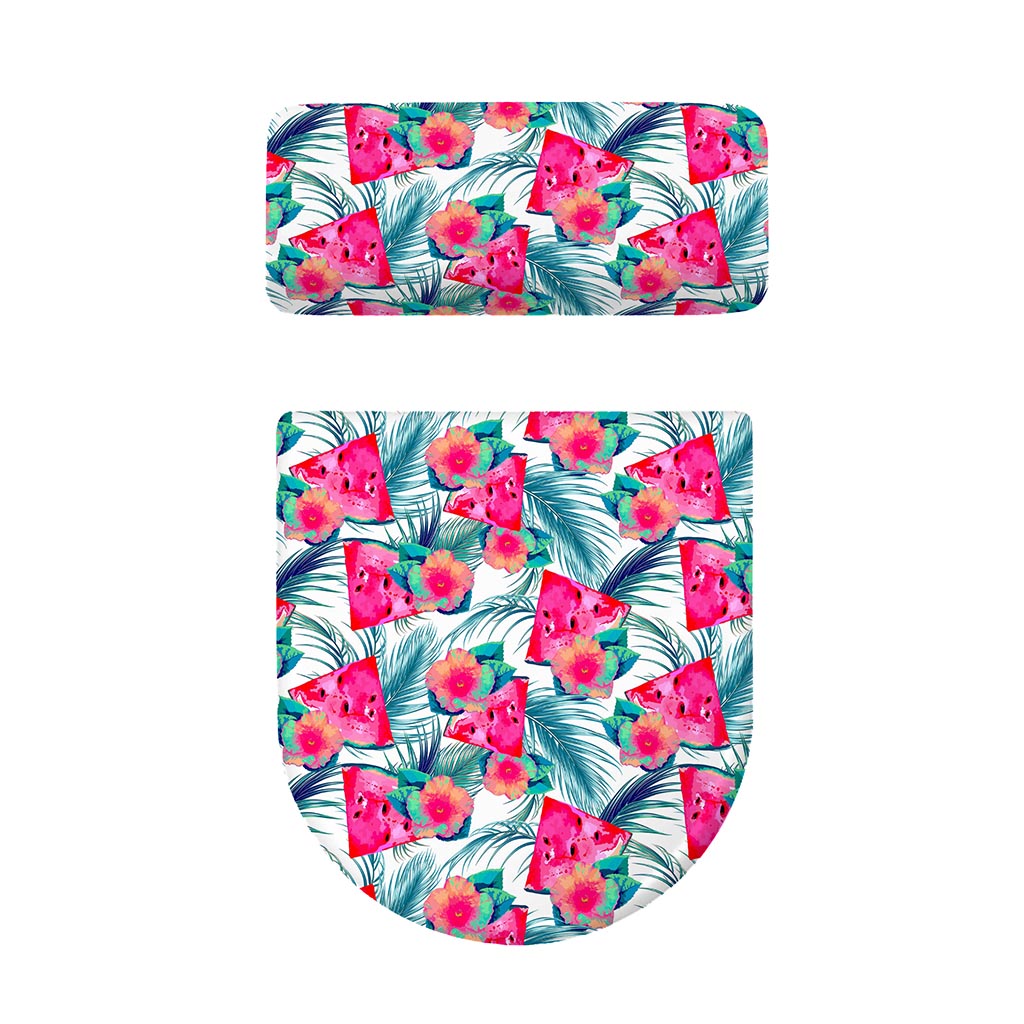 Watermelon Teal Hawaiian Pattern Print Toilet Lid And Tank Cover Set