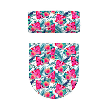 Watermelon Teal Hawaiian Pattern Print Toilet Lid And Tank Cover Set