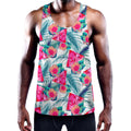 Watermelon Teal Hawaiian Pattern Print Men's Workout Tank Top