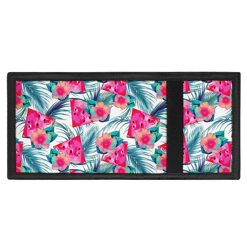 Watermelon Teal Hawaiian Pattern Print Trifold Wallet