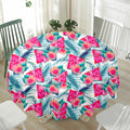 Watermelon Teal Hawaiian Pattern Print Waterproof Round Tablecloth