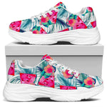 Watermelon Teal Hawaiian Pattern Print White Chunky Shoes