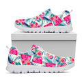 Watermelon Teal Hawaiian Pattern Print White Running Shoes