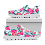 Watermelon Teal Hawaiian Pattern Print White Running Shoes