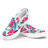 Watermelon Teal Hawaiian Pattern Print White Slip On Sneakers