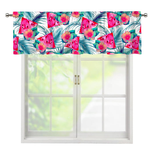Watermelon Teal Hawaiian Pattern Print Window Valance