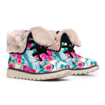 Watermelon Teal Hawaiian Pattern Print Winter Boots