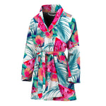 Watermelon Teal Hawaiian Pattern Print Women's Bathrobe