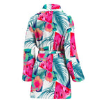 Watermelon Teal Hawaiian Pattern Print Women's Bathrobe