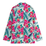 Watermelon Teal Hawaiian Pattern Print Women's Blazer