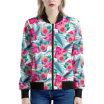 Watermelon Teal Hawaiian Pattern Print Women's Bomber Jacket