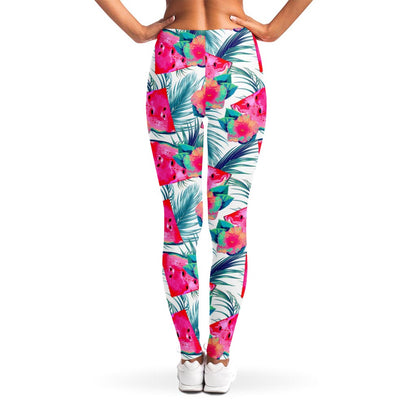 Watermelon Teal Hawaiian Pattern Print Women's Leggings