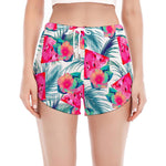 Watermelon Teal Hawaiian Pattern Print Women's Split Running Shorts