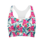 Watermelon Teal Hawaiian Pattern Print Women's Sports Bra