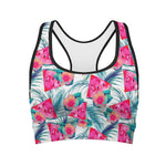 Watermelon Teal Hawaiian Pattern Print Women's Sports Bra