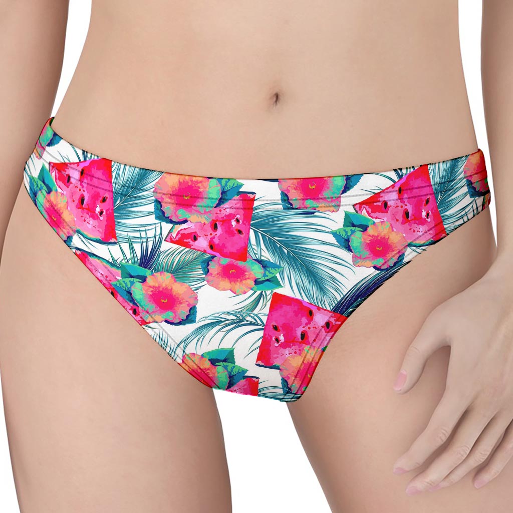 Watermelon Teal Hawaiian Pattern Print Women's Thong