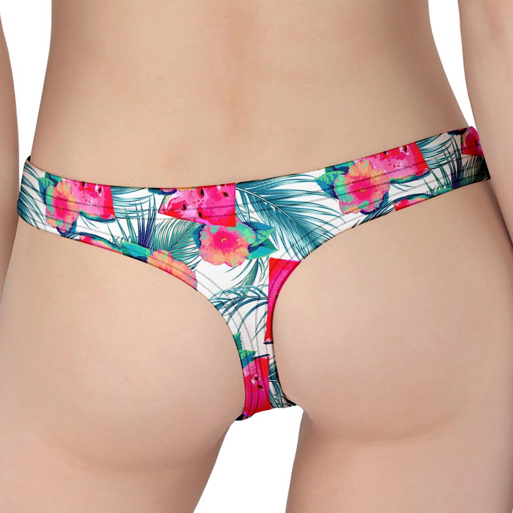 Watermelon Teal Hawaiian Pattern Print Women's Thong