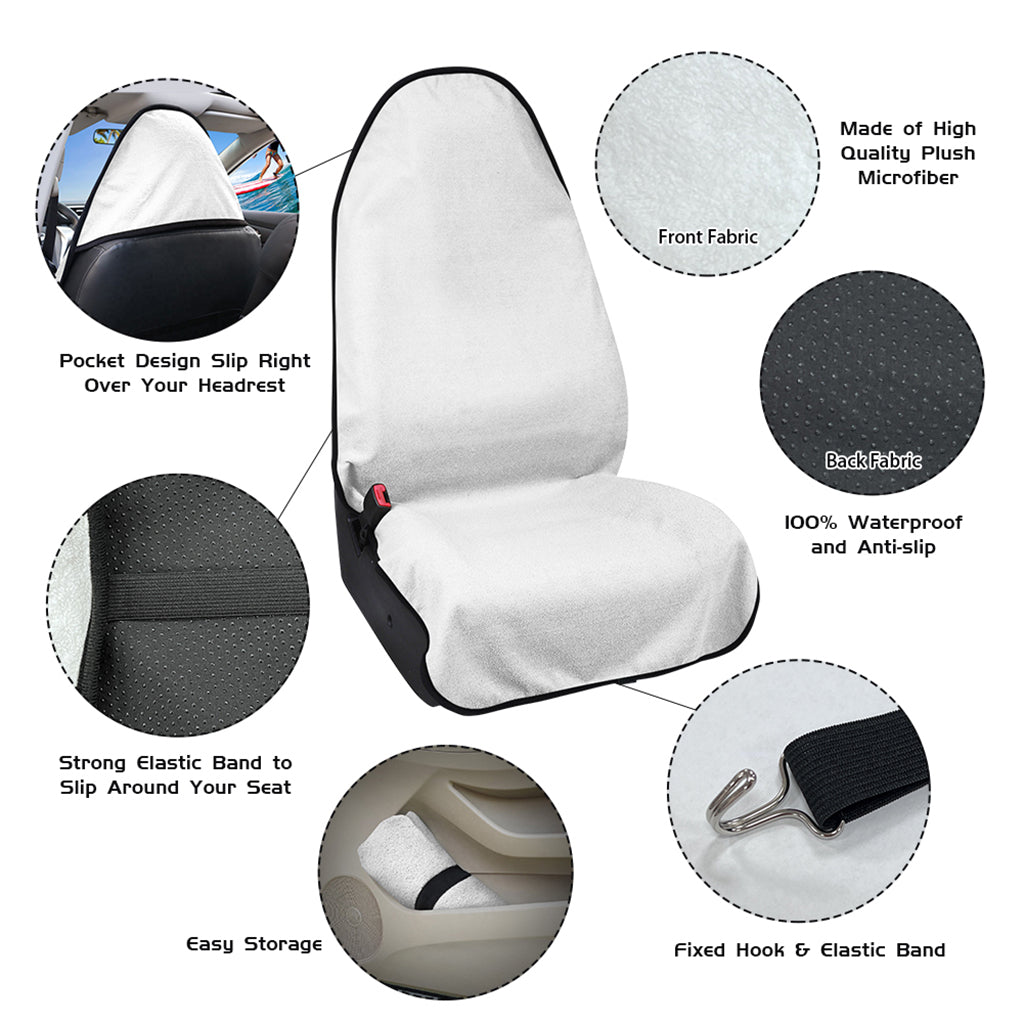 Blue Hibiscus Tropical Pattern Print Waterproof Car Seat Cover