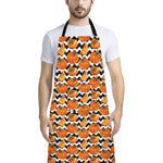 Wave Pumpkin Pattern Print Bib Apron With Pocket