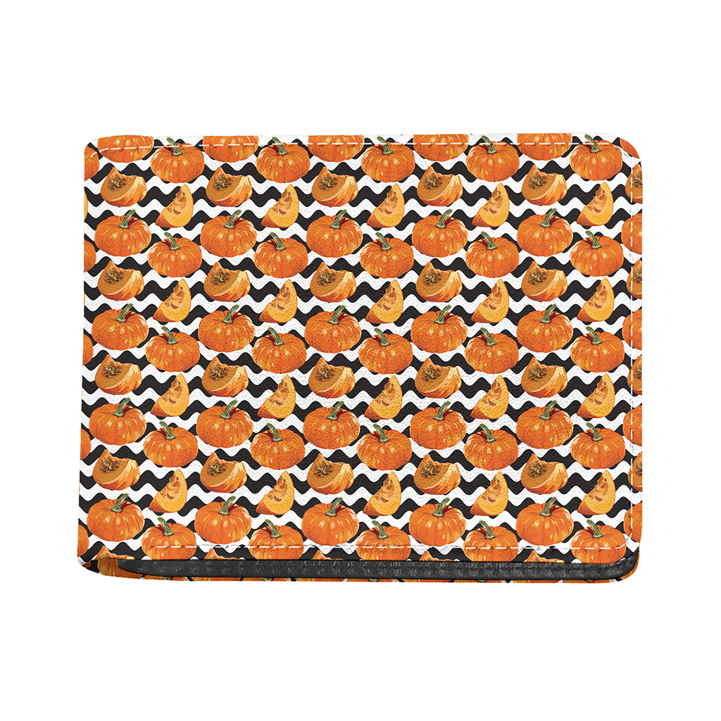 Wave Pumpkin Pattern Print Bifold Wallet