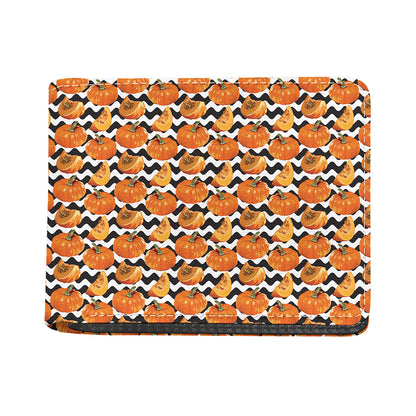 Wave Pumpkin Pattern Print Bifold Wallet