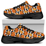 Wave Pumpkin Pattern Print Black Chunky Shoes