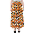 Wave Pumpkin Pattern Print Chiffon Maxi Skirt