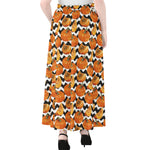 Wave Pumpkin Pattern Print Chiffon Maxi Skirt