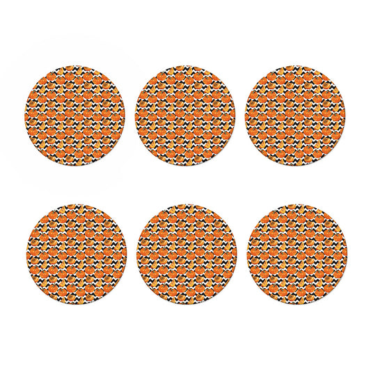 Wave Pumpkin Pattern Print Coaster Set