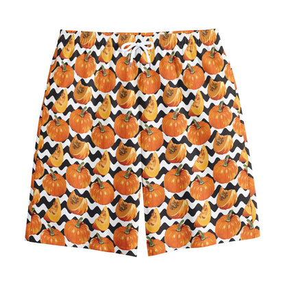 Wave Pumpkin Pattern Print Cotton Shorts
