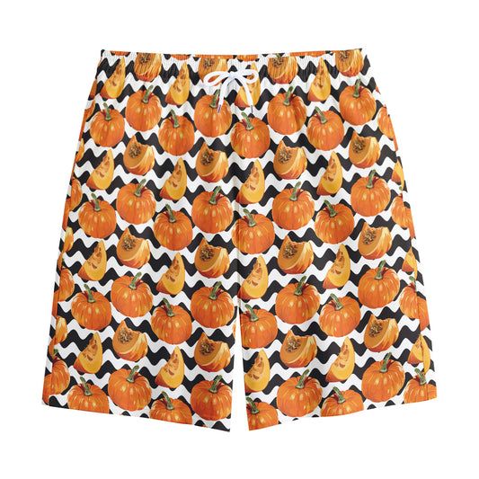 Wave Pumpkin Pattern Print Cotton Shorts