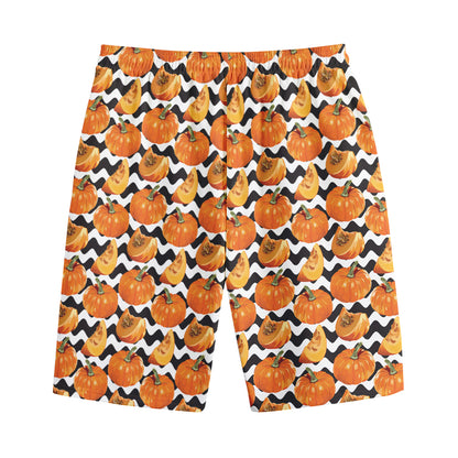 Wave Pumpkin Pattern Print Cotton Shorts