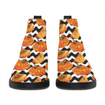 Wave Pumpkin Pattern Print Flat Ankle Boots