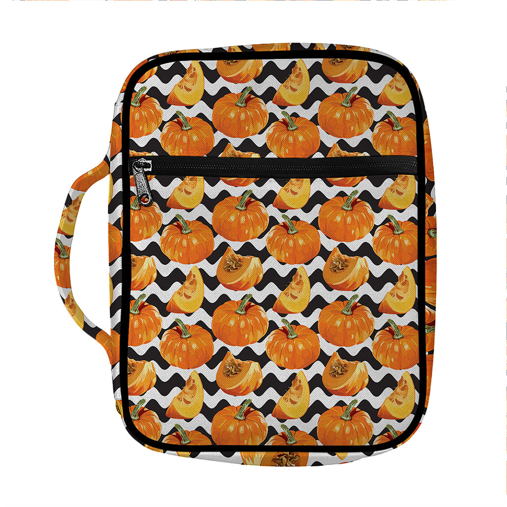 Wave Pumpkin Pattern Print Front Pocket Bible Bag