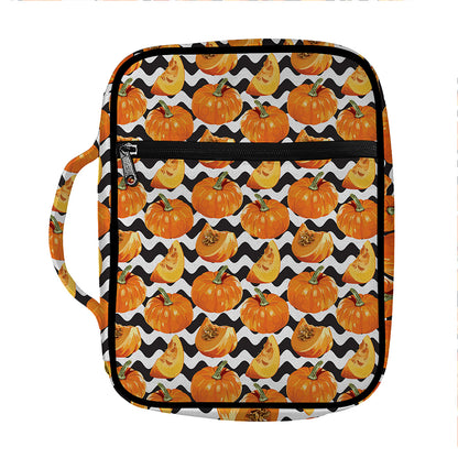 Wave Pumpkin Pattern Print Front Pocket Bible Bag