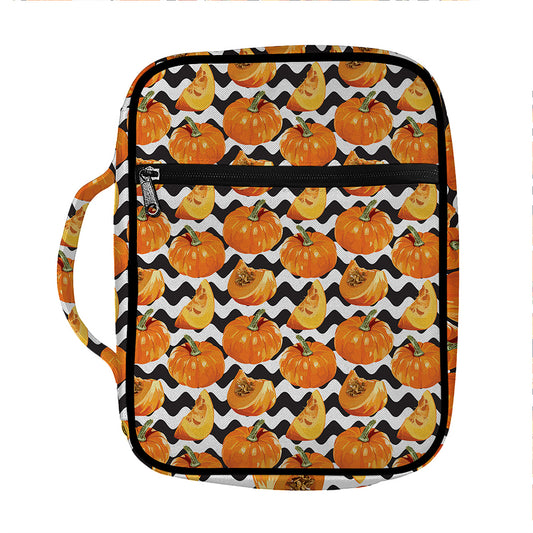 Wave Pumpkin Pattern Print Front Pocket Bible Bag