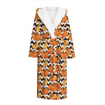 Wave Pumpkin Pattern Print Hooded Bathrobe