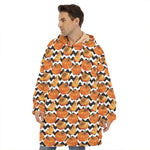 Wave Pumpkin Pattern Print Hoodie Blanket
