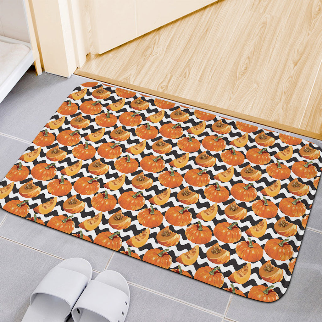 Wave Pumpkin Pattern Print Indoor Door Mat