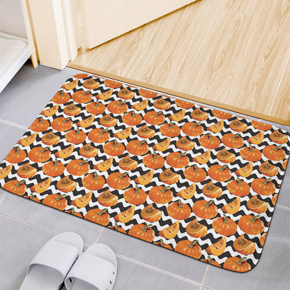 Wave Pumpkin Pattern Print Indoor Door Mat