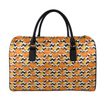 Wave Pumpkin Pattern Print Leather Duffle Bag