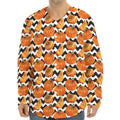 Wave Pumpkin Pattern Print Long Sleeve Baseball Jersey