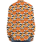 Wave Pumpkin Pattern Print Long Sleeve Baseball Jersey